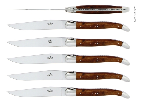 Six knives, Tuja handle, polished, Tradition - Forge de Laguiole