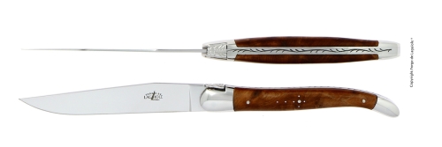Two knives, Tuja handle, polished, Tradition - Forge de Laguiole