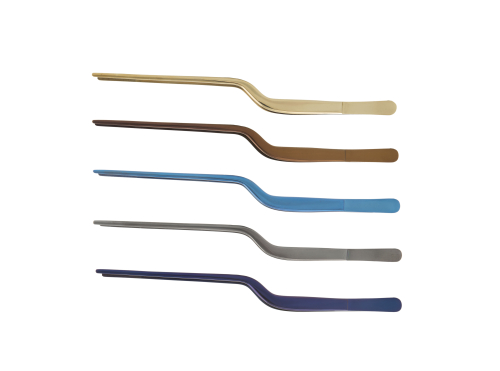 Plating tweezers in titanium, offset, different colors, 14 cm - 100% Chef