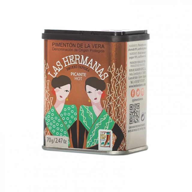 Smoked paprika powder, Pimentón de la Vera picante, 70 grams - Las Hermanas