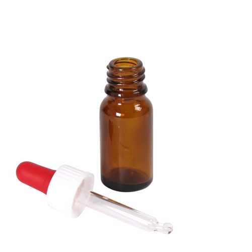 Brown dropper bottle with glass pipette, 10 ml