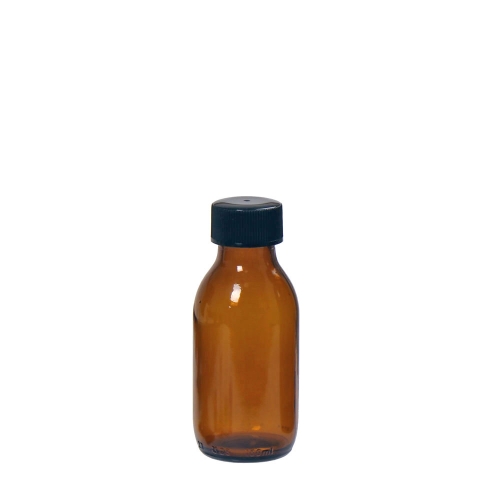 Brown glass bottle with screw cap, 100 ml