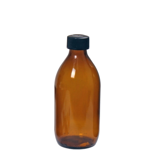 Brown glass bottle with screw cap, 300 ml