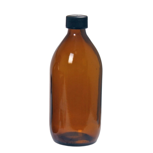 Brown glass bottle with screw cap, 500 ml