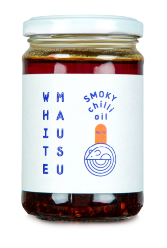 Smoky Chili Oil, smoky chili oil, sesame & chili, 240 g - White Mausu