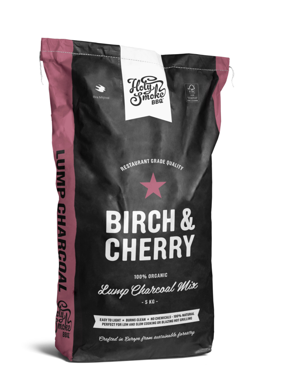 Premium Lump Charcoal, BIRCH/CHERRY, 5 kg - Holy Smoke BBQ in the group Barbecues, Stoves & Ovens / Barbecue charcoal & briquettes / charcoal at KitchenLab (1282-28918)