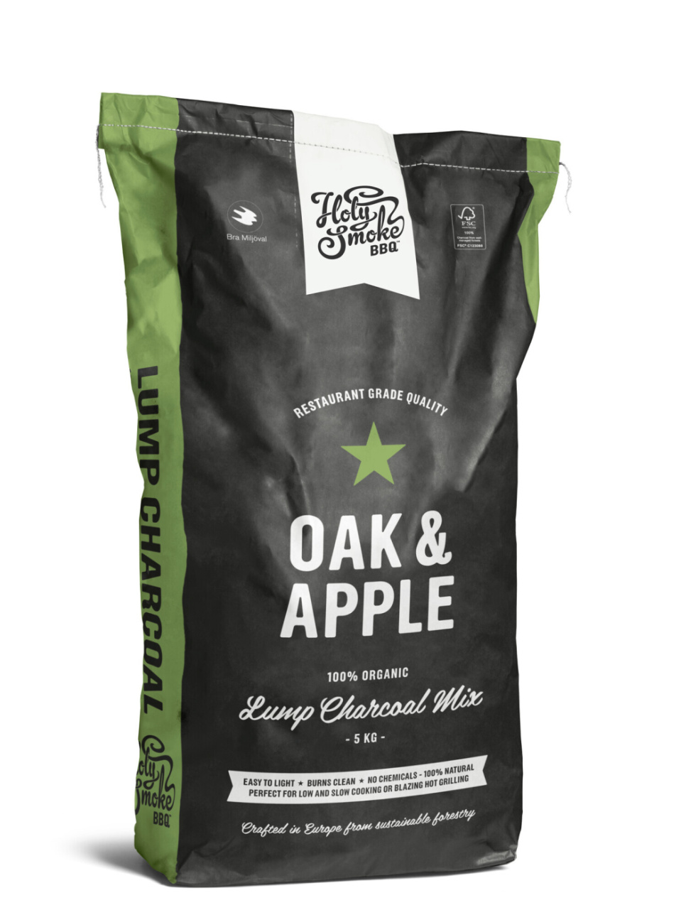 Premium Lump Charcoal, OAK/APPLE, 5 kg - Holy Smoke BBQ in the group Barbecues, Stoves & Ovens / Barbecue charcoal & briquettes / charcoal at KitchenLab (1282-28919)
